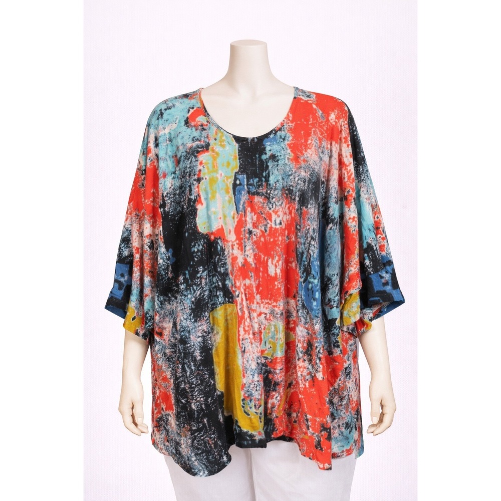 Tolani Collection Womens 3X‎ Abstract Print Fashion Sleeve Modal Blouse A392786
